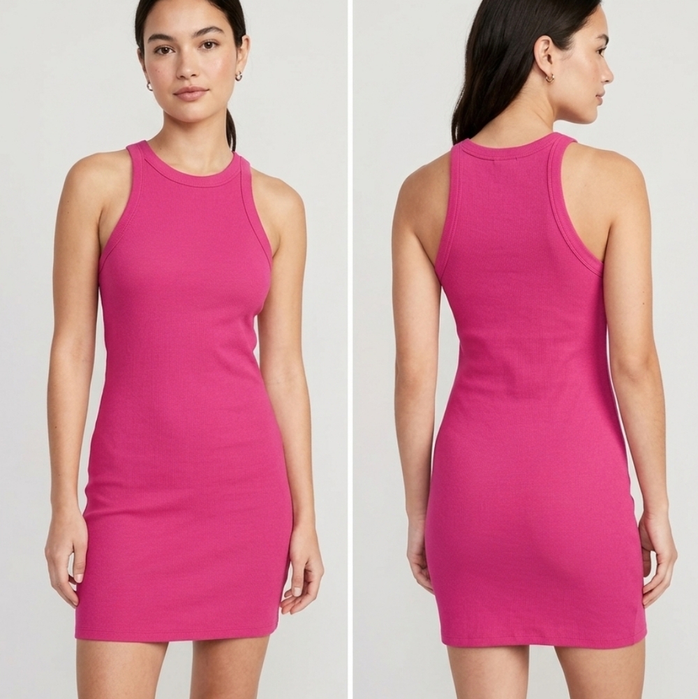 Old Navy Hot Pink Ribbed Tank Dress